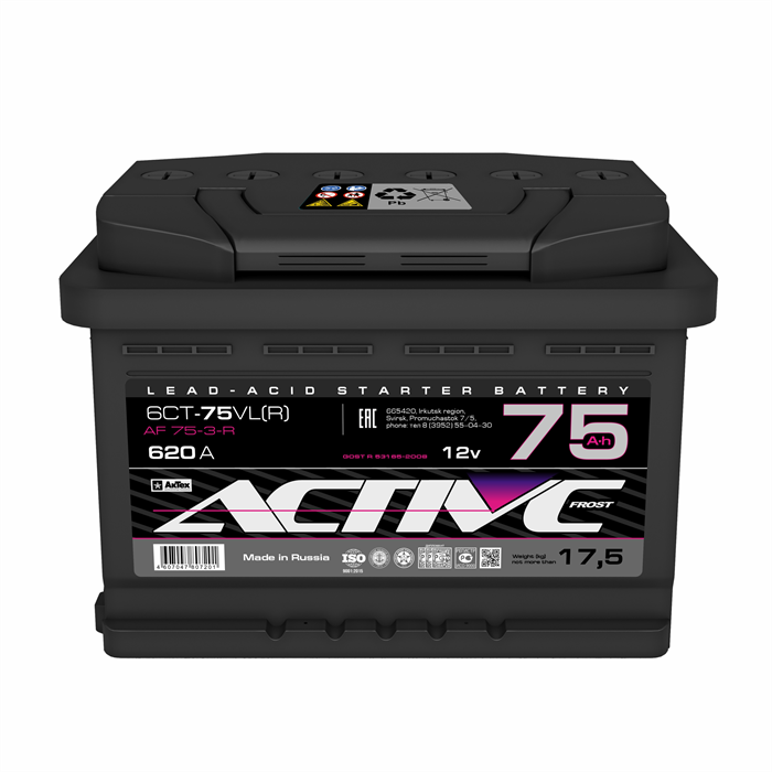 Аккумулятор ACTIVE FROST 6СТ-75.0 620A AKB2736