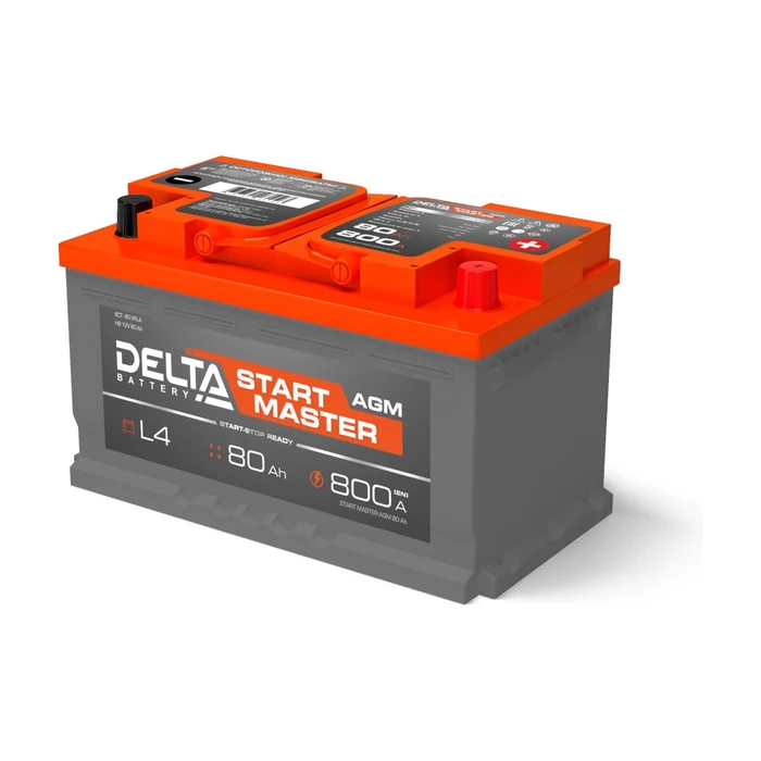 Аккумулятор DELTA START MASTER AGM 80R, 80 А·ч, 800 А AKB4419